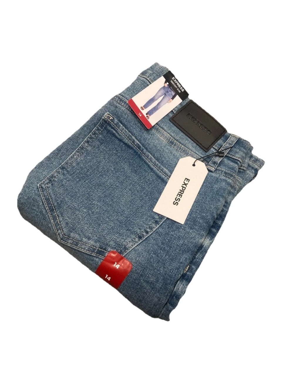Express Woman Size 14 Bootcut Stretch Light Blue Denim Jeans NWT, 98 MSRP